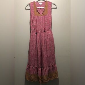 EUC Othilia midi dress size 4 made in India tassel fringe floral